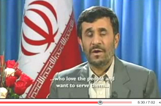 Ahmadinejad Christmas speech 2008: ... who love the people and want to serve them ...