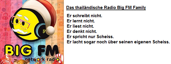 Das
                    Logo des thailändischen Hetzradios Big FM Family mit
                    einem Nikolaus-Kostüm zur Weihnachtszeit 2013 Das Logo des
                    thailändischen Hetzradios Big FM Family mit einem
                    Nikolaus-Kostüm zur Weihnachtszeit 2013