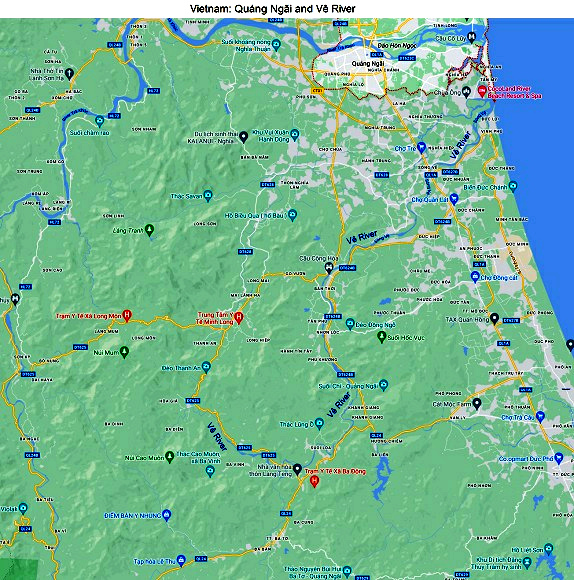 Map: Quang Ngai
                          town and V� River (Vietnamese: S�ng V�)