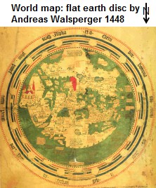 Weltkarte: Erdscheibe von Andreas
                        Walsperger 1448, Norten ist unten
