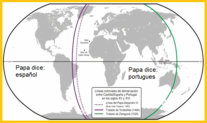 El terror del
Vaticano gay: define un mapa mundial con la línea de
Tordesillas de 1494 y con la línea de Zaragoza de 1529 El terror del Vaticano gay:
define un mapa mundial con la línea de Tordesillas de 1494
y con la línea de Zaragoza de 1529