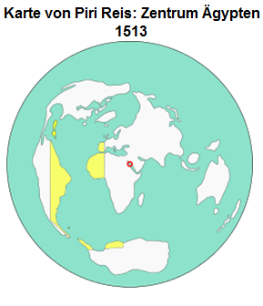 Weltkarte 1513 von Piri Reis,
              Ausschnitt im Globus