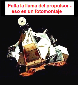 M�dulo de
                            ascenso de Apolo 17 con un fondo negro.
                            Falta cada llama del propulsor. Dicen las
                            autoridades que la foto fue tomado con la
                            vista del m�dulo de comando que es dicho
                            haber ejecutado �rbitas lunares. Eso es una
                            foto de la NASA...