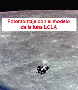 Apolo11, foto de la NASA no.
                            AS11-44-6626: El m�dulo de ascenso sobre la
                            luna sin llama del propulsor. Probablemente
                            la foto es un fotomontaje con el modelo de
                            la luna LOLA en Langley.