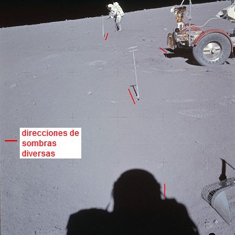 Apolo 16
falso, foto de la NASA no. AS16-107-17529:
El "astronauta" Duke con un sensor
solar y con el "carro lunar" al
lado derecho, y con un caos de sombras. Apolo 16 falso, foto de la NASA no.
AS16-107-17529: El "astronauta"
Duke con un sensor solar y con el
"carro lunar" al lado derecho, y
con un caos de sombras.