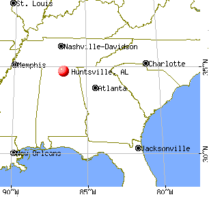 Map: Positions of Huntsville, New Orleans
and Jacksonville. Map: Positions of
Huntsville, New Orleans and Jacksonville.