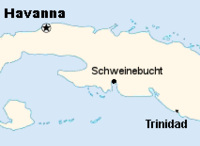 Map: Cuba,
                    position of the Bay of Pigs.