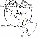 Map: Kuba crisis: The
                            "Soviet" range from Cuba against
                            the "USA".