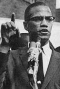 Civil right
                    fighter Malcolm X at a speech.