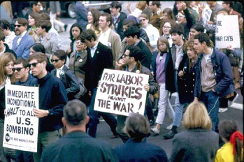 Anti war demonstration at New York
                              1968, posters.