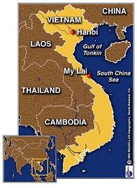 Map of Vietnam with the
                            position of My Lai.