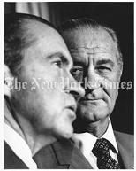 Johnson
                            (right) and Nixon (left), foto composition
                            of the N.Y. Times, November 1968.