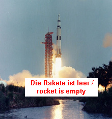 Liftoff of Apollo 13, romantic foto,
                            but the rocket is empty. But only about 10
                            people know it, among them the astronauts
                            which are under military order, and soon
                            they will be "American heroes"
                            when they keep quiet...