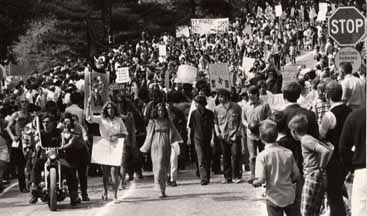 Anti war demonstration at the University of
                    Iowa, May 1968.
