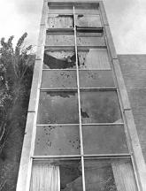 House front of the university at
                              Jackson "Alexander West Hall",
                              shoot by the police, 14 May 1970.