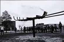 Paul Keane's sculpture for the
                                KentFour (Kent4) lighted.
