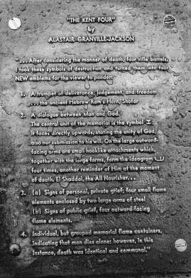 Monument of Paul Keane for the
                                KentFour (Kent4), memorial tablet.