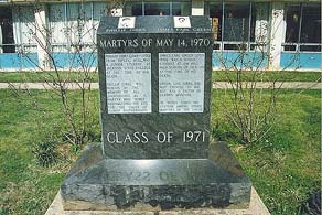 Memorial stone (1971) in rememberance
                              of the demonstration at Jackson of the 15
                              May 1970: James Earl Green and Phillip
                              Lafayette Gibbs, two martyrs.