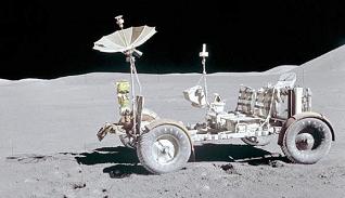 Apollo 15 fake, NASA photo no.
                                AS15-88-11901: The car "on the
                                moon" "Lunar Rover
                                Vehicle" is "well
                                parked", without wheel tracks.