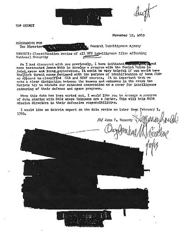 Kennedy mit dem Antrag
                    auf die Freigabe der Tesla-Technologie 1963