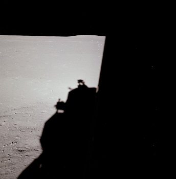 Apollo 11 photo no. AS11-37-5451: According
                        to NASA this is another photo of the "lunar
                        surface" after the landing of Apollo 11,
                        this time with a big shadow of the "Lunar
                        Module". With a closer look one can see
                        also here a chaos of shadows.