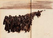 Bild rechts: Der Russlandfeldzug unter Hitler
                    endete in einem Desaster. Die Rote Armee war nicht
                    mehr so schwach wie gegen Finnland, Hitler und die
                    Generle konnten sich auf keine einheitliche Taktik
                    einigen, und der Sibirische Winter ist der treue
                    Verbndete Russlands bei Kriegen. Da die nazistische
                    Kriegslogik nur Sieg oder Niederlage kannte und
                    Hitler immer propagierte, dass es ber Deutschland
                    kein "zweites Versailles" geben sollte,
                    strzte er das gesamte 3.Reich in den Untergang. Die
                    "Wunderwaffen" flogen nie...
