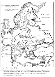 Karte
                              der Achsenmchte 1942. Die Achsenmchte
                              stehen im aussichtslosen Zweifrontenkrieg,
                              und der Hitler-Trottel lehnt jeden
                              Mittelweg ab...