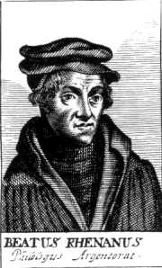 Beatus
                Rhenanus, Portrt eines Humanisten, der zwischen altem
                und neuem Germanien unterscheidet