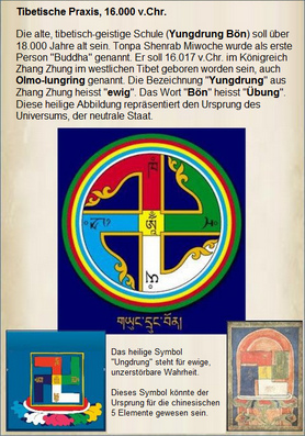 Buddhismus mit Hakenkreuz (Swastika als Glckssymbol oder Energiewirbel), die Praxis in Tibet, 16.000 v.Chr.