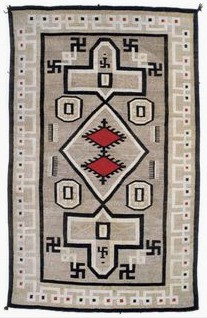 Navajo-Ureinwohner, Hakenkreuz (Swastika) als Symbol der Navajo-Schpfungsgeschichte auf einem Teppich