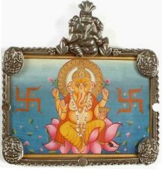 Hinduismus mit Hakenkreuz (Swastika als Glckssymbol) um Ganesha, Indien