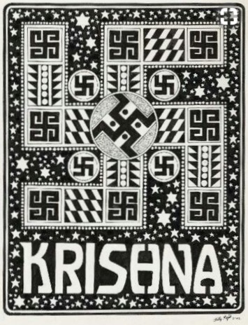 Hinduismus mit Hakenkreuzen (Swastikas als Energiewirbel und Glckssymbole) in einem Krishna-Muster