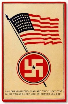 Hakenkreuz-Swastika der Navajo-Ureinwohner mit der "US"-Flagge