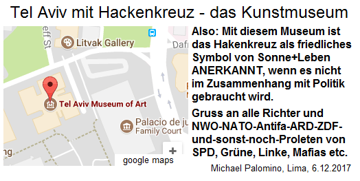 Das Kunstmuseum in Tel Aviv ist in Form eines Hackenkreuz (Hakenkreuz) gebaut