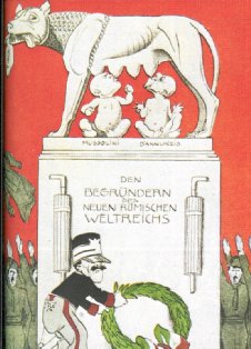 Mussolini-Karikatur mit Romulus und Remus
              1922