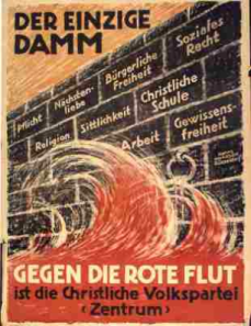 Plakat der Zentrumspartei "Gegen die
              rote Flut" f�r die Wahl von 1920