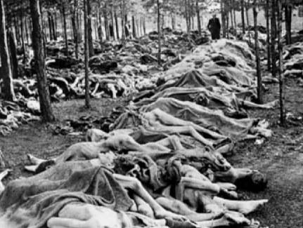 Leichenhaufen mit karektischen
              Menschen, gemäss den "Amis" tote Juden, aber
              gemäss Forschung tote, deutsche Soldaten 1945