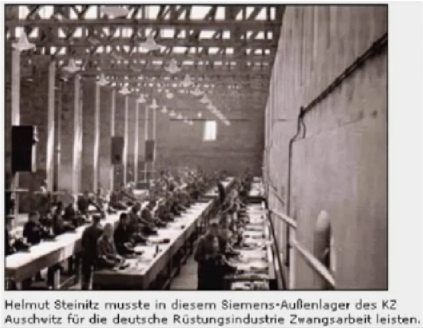 KZ Auschwitz, Werkhalle mit Zwangsarbeitern für
die deutsche Rüstungsindustrie KZ Auschwitz, Werkhalle mit
Zwangsarbeitern für die deutsche Rüstungsindustrie