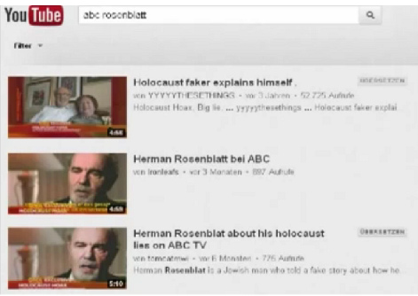 Videos: Holocaust-Lügen der
Familie Rosenblat Videos: Holocaust-Lügen der
Familie Rosenblat