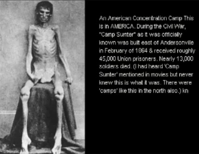 Ausgehungerte Häftlinge in den
                        "USA" nach dem Bürgerkrieg von 1865