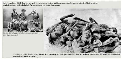 Im britischen
Kolonialreich fanden über 20 Völkermorde
(Genozide) statt Im britischen
Kolonialreich fanden über 20 Völkermorde
(Genozide) statt