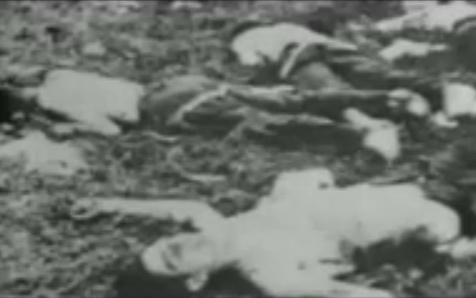 Mujer
                          alemana torturada muerta en un prado