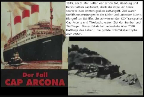 La nave de
                          refugiados "Cap Arcona" fue
                          bombardeado el 3 de mayo 1945