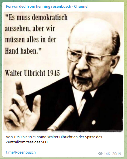 20.5.2022: Walter Ulbricht: Demokratie muss
nur so aussehen wie... 20.5.2022: Walter
Ulbricht: Demokratie muss nur so aussehen wie...