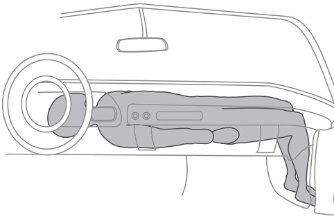Mauerflucht
                          ("Republikflucht") im Handschuhfach
                          eines Cadillac, Schema