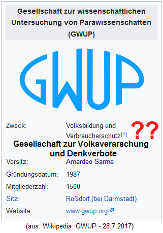 Die GWUP-L�ge mit
                          "Volksbildung und Verbraucherschutz"
                          - verbreitet durch die CIA-Wikipedia