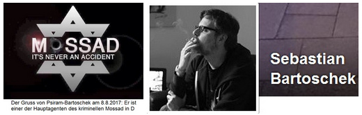 Sebastian Bartoschek mit seinem
                                Mossad-Gruss mit dem Rothschld-Stern