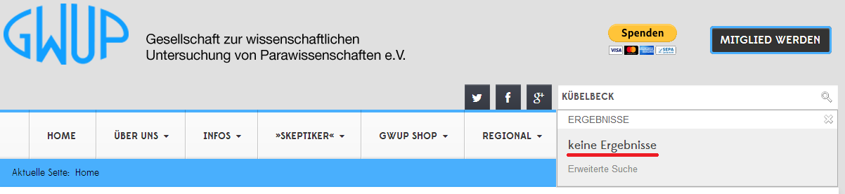 GWUP kennt Kübelbeck offiziell nicht GWUP kennt Kübelbeck offiziell nicht