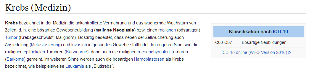 Mossad-Wikipedia, Artikel Krebs
(Medizin) Mossad-Wikipedia,
Artikel Krebs (Medizin)