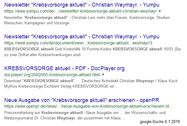 Newsletter "Krebsvorsorge aktuell"